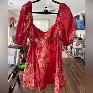 Free People Red Floral Mini Dress